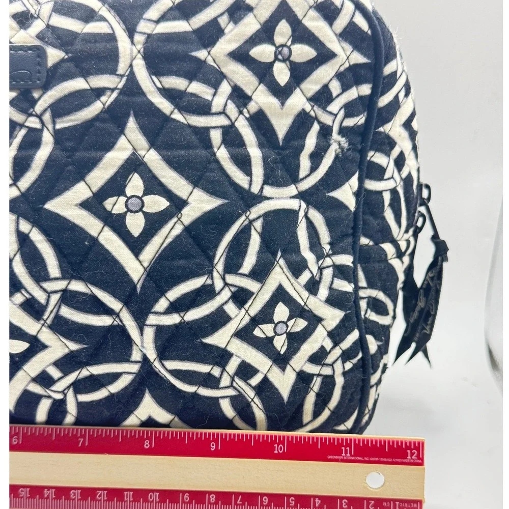 Vera Bradley Cosmetic Bag Large Black White Geometric Quilted Travel Case